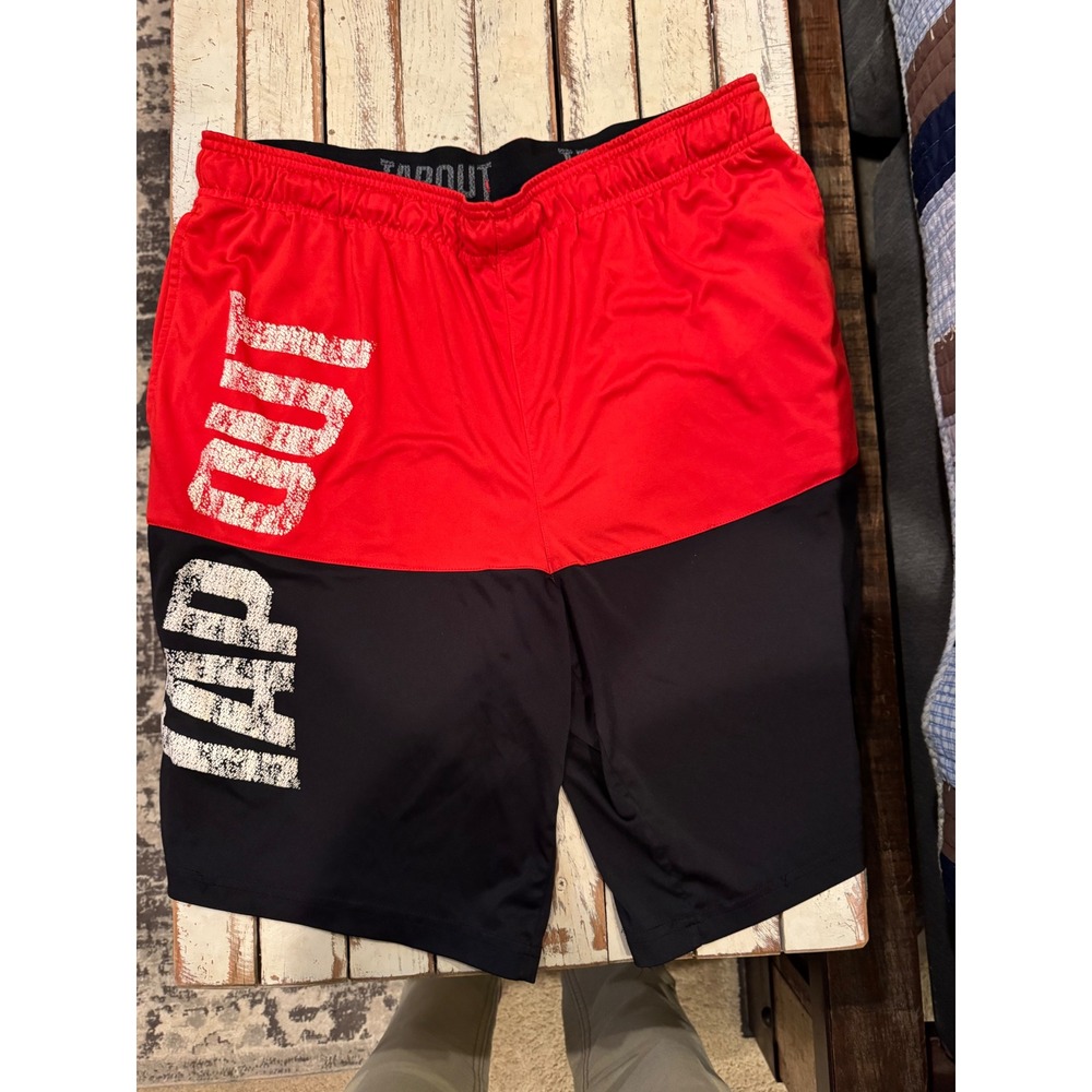 Tapout Mens Red Black Colorblock Athletic MMA Training Shorts Size Large